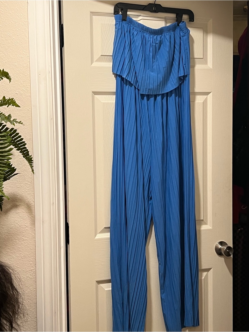 Pleated Wide-Leg Jumpsuit in Royal Blue